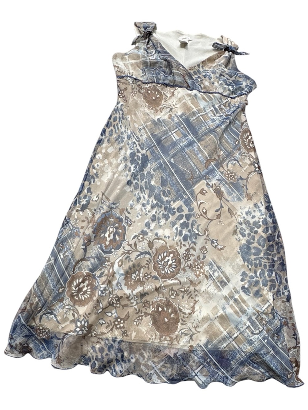 Dark Academia Gilmore Girls Vintage Dress Size 12 Blue and Tan